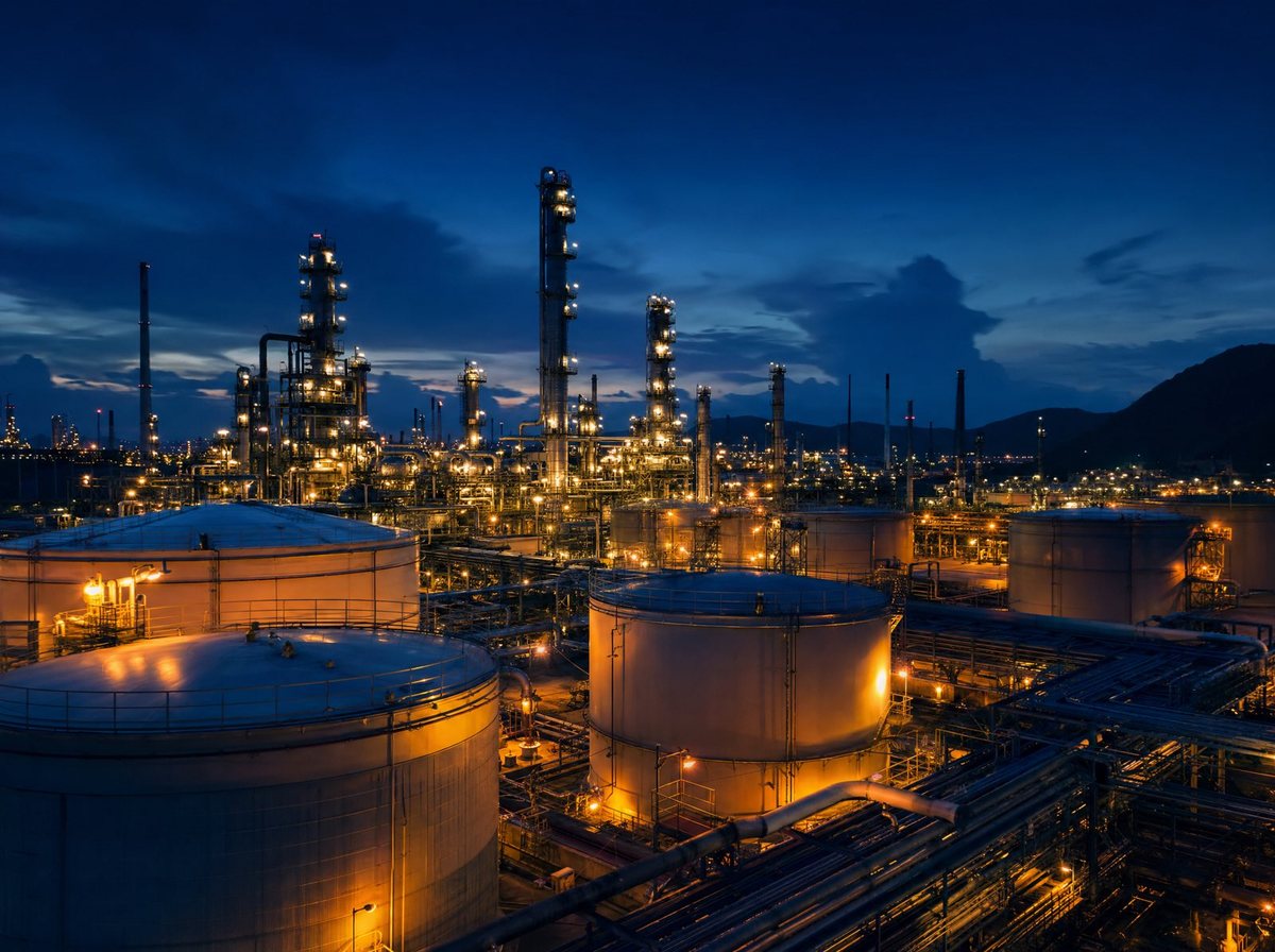 Refinery and fuel storage tanks